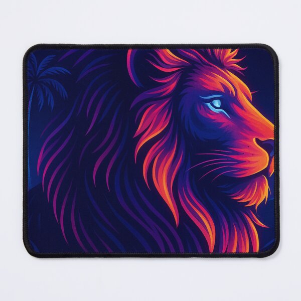 Item preview, Neon Lion Vaporwave Cyber Art designed and sold by GolabMagic.