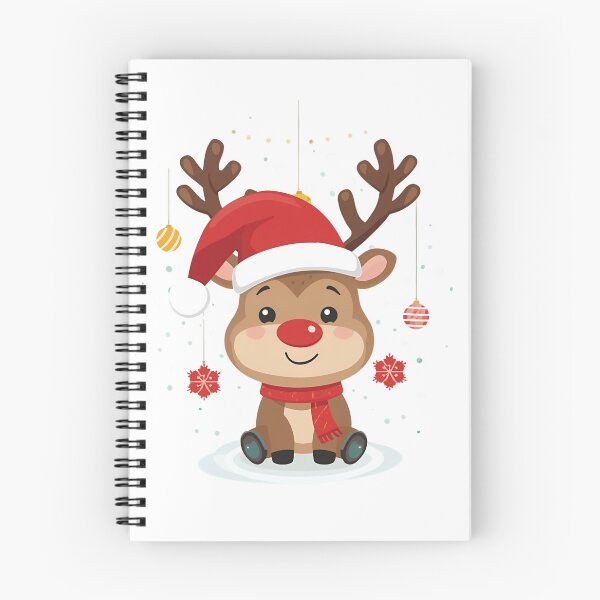 Item preview, Lindo reno navideño con gorro de Papá Noel – Diseño de dibujos animados navideños designed and sold by HeavyFeatherz.