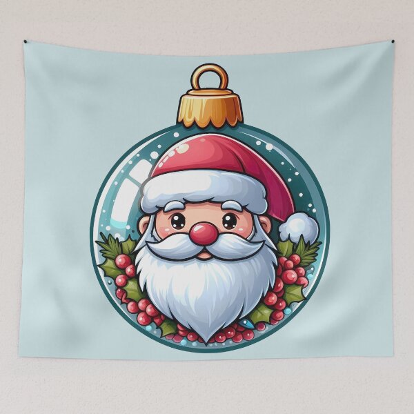 Item preview, Cute Santa Claus in a Blue Christmas Ornament designed and sold by Art-Arcade6.