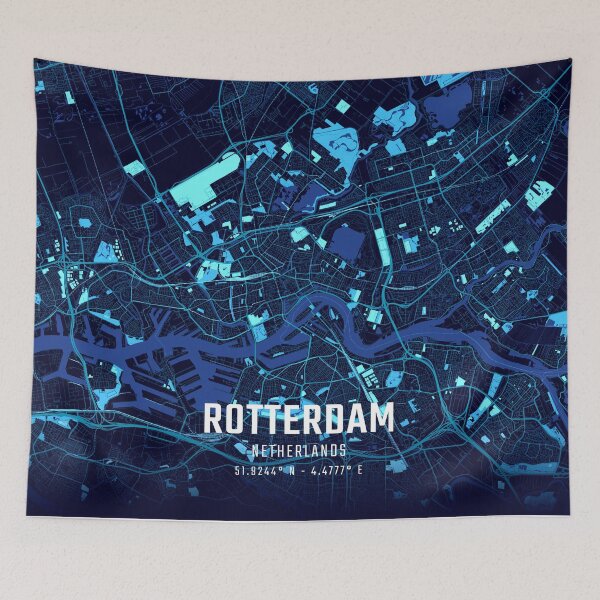 Item preview, Rotterdam Midnight City Map designed and sold by HomeLivingCo.