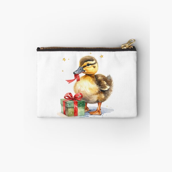 Item preview, Cheeky duck with Christmas present in watercolor style designed and sold by LiskoDesign.