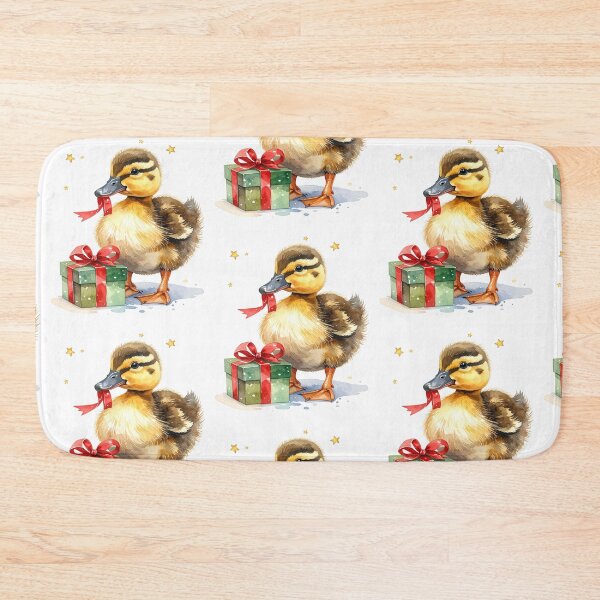 Item preview, Cheeky duck with Christmas present in watercolor style designed and sold by LiskoDesign.