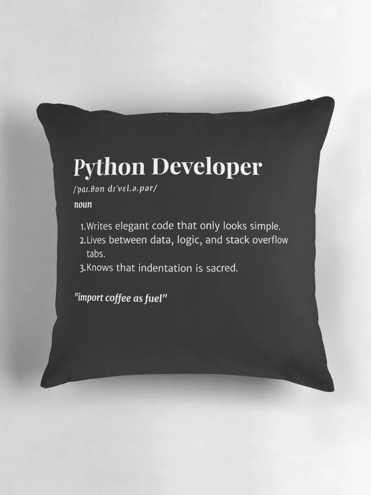 Thumbnail 3 of 4, Pillow, Python Developer Definition | Funny Coding Gift for Python Programmers designed and sold by Yuli Club.