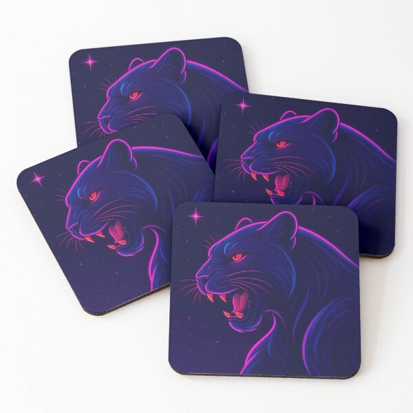 Item preview, Neon Panther Vaporwave Cyber Jungle Art designed and sold by GolabMagic.