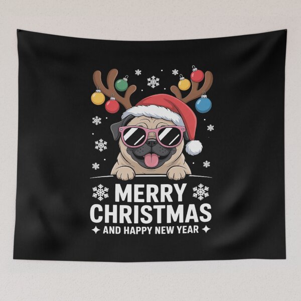 Item preview, Merry Dogmas, Pug Christmas Tree Dog Santa Xmas Dad Mom  designed and sold by ClassicAnthony.