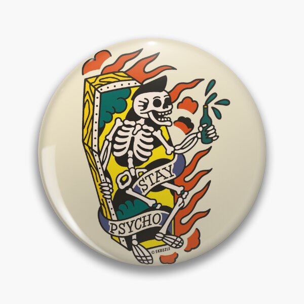 Item preview, Retro comic skeleton riding a flaming coffin banner design sticker designed and sold by Skuzzle.