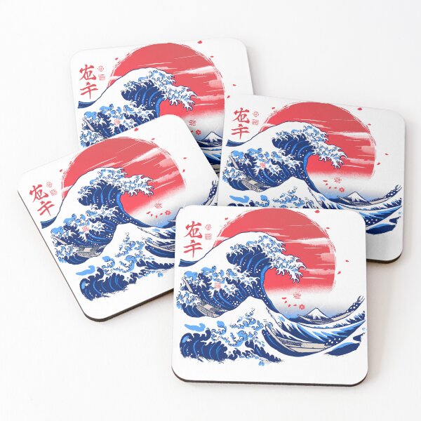 Item preview, Big Wave & Red Sunrise – Japanese Ukiyo-e Art | Fuji & Ocean Illustration designed and sold by Oni-Pixels.