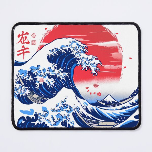 Item preview, Big Wave & Red Sunrise – Japanese Ukiyo-e Art | Fuji & Ocean Illustration designed and sold by Oni-Pixels.