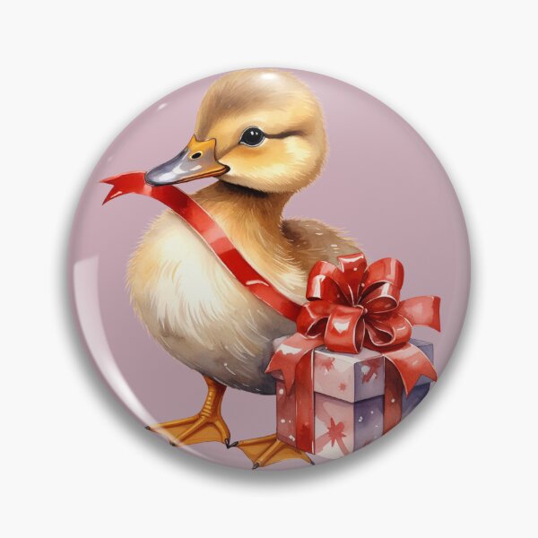 Item preview, Cheeky duck opens Christmas present in watercolor style designed and sold by LiskoDesign.