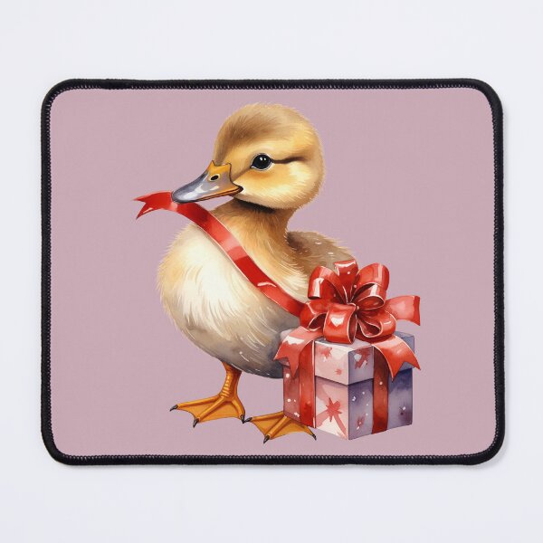 Item preview, Cheeky duck opens Christmas present in watercolor style designed and sold by LiskoDesign.