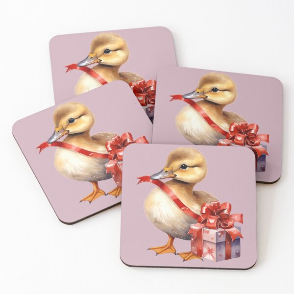 Artikelvorschau,  Freche Ente öffnet Weihnachtsgeschenk im Wasserfarben Stil  entworfen und verkauft von LiskoDesign.