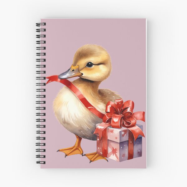 Item preview, Cheeky duck opens Christmas present in watercolor style designed and sold by LiskoDesign.