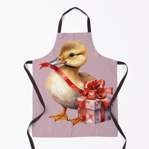 Item preview, Cheeky duck opens Christmas present in watercolor style designed and sold by LiskoDesign.