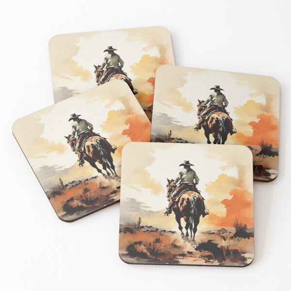 Item preview, Wild West Cowboy Riding into the Sunset | Vintage Aesthetic designed and sold by UnhingedBird.