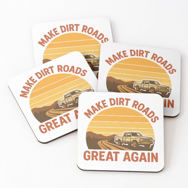 Item preview, Make Dirt Roads Great Again – Retro Sunset Pickup Truck & Dirt Road Design (White Background) designed and sold by DaEeX.