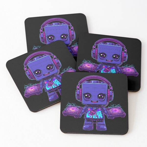 Item preview, Neon DJ Brick Character – Cute Street Art Lego Style Electronic Music Design designed and sold by PLUSHIWORLDtm.