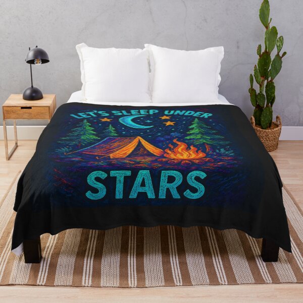 Item preview, Let’s Sleep Under the Stars – Neon Camping Night designed and sold by Savannarojas.