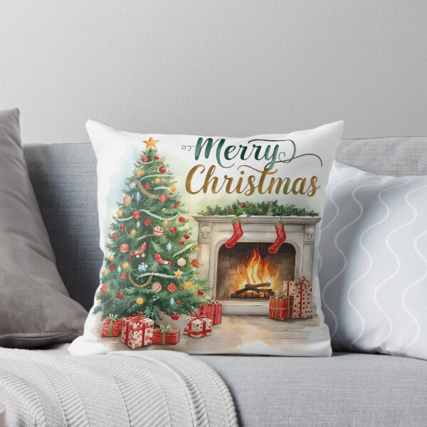 Item preview, Cozy Christmas Tree & Fireplace Scene – Holiday Gift Illustration designed and sold by HeavyFeatherz.