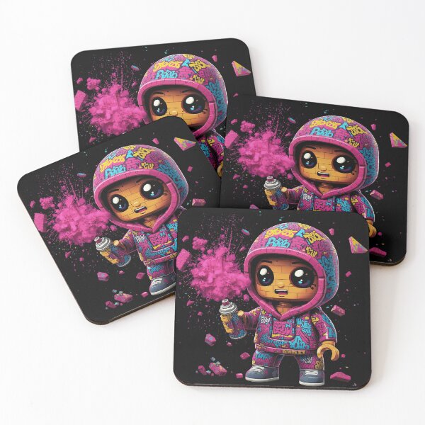 Item preview, Graffiti Brick Kid With Pink Spray – Cute Street Art Character Design designed and sold by PLUSHIWORLDtm.