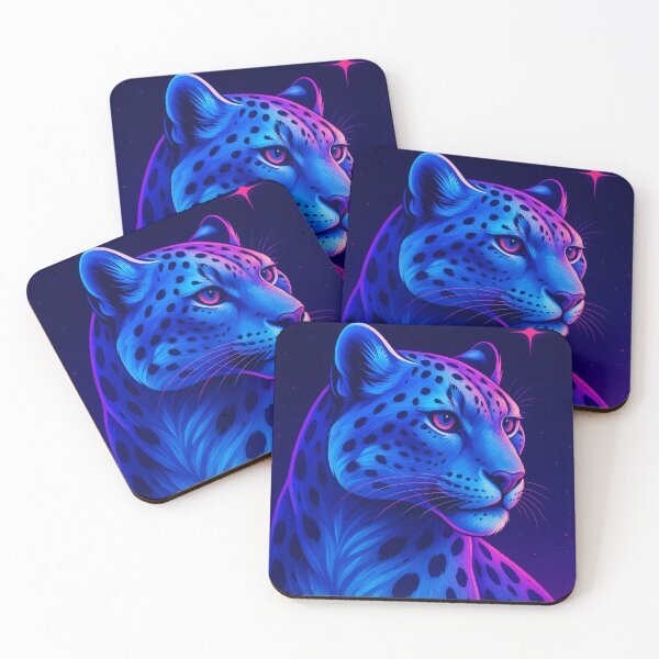 Item preview, Neon Snow Leopard – Vaporwave Cyber Big Cat Art designed and sold by GolabMagic.