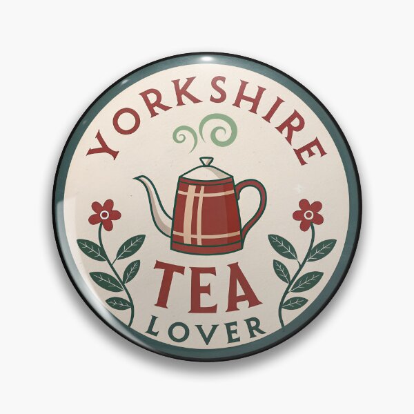 Item preview, Vintage Yorkshire Tea Badge Sticker – Heart Steam Kettle Illustration designed and sold by VividOrganica.