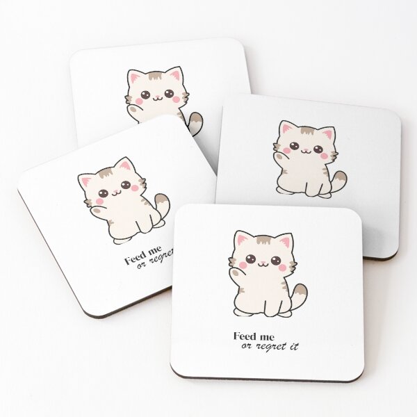 Item preview, Cute Kawaii Cat - Feed me or Regret It designed and sold by FlorianDIY.