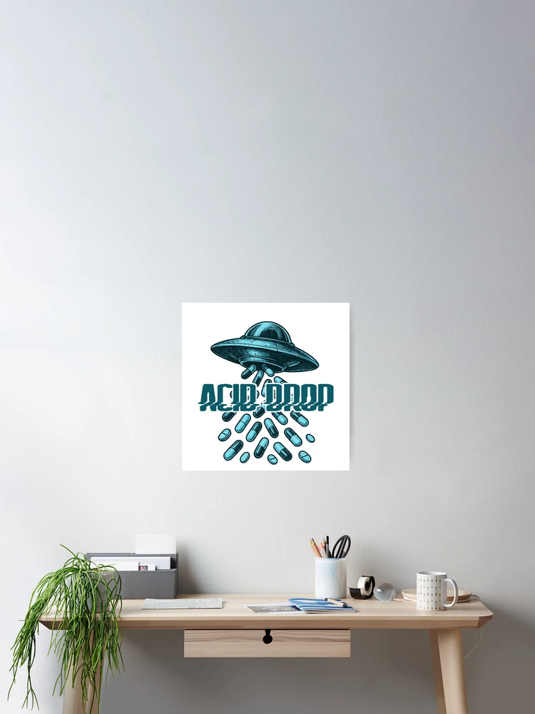 Aperçu 2 sur 3. Poster avec l'œuvre ACID DROP – UFO Rave Design BLEU 2 créée et vendue par RICK-TURNER.