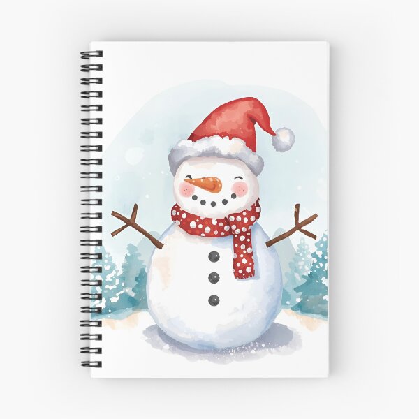 Artikelvorschau, „Lächelnder Schneemann mit Weihnachtsmannmütze in Aquarell – Winterliche Festtagskunst“ entworfen und verkauft von HeavyFeatherz.