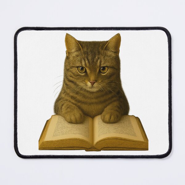Item preview, Intelligent Reading Cat – Vintage Book Lover Illustration designed and sold by kimkosovo.