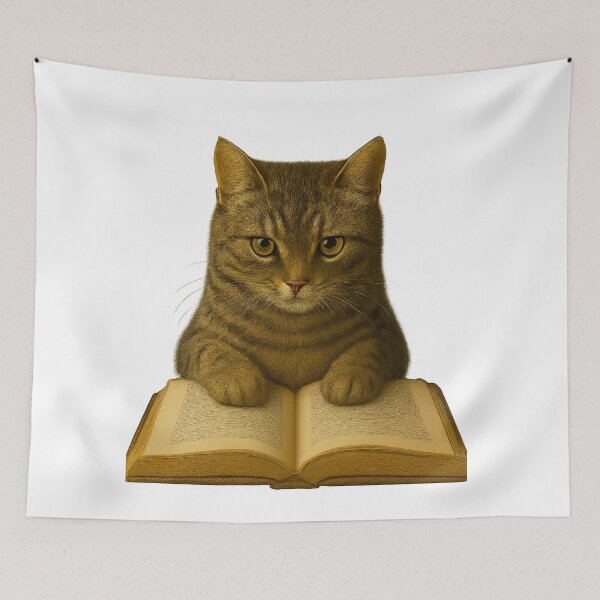 Item preview, Intelligent Reading Cat – Vintage Book Lover Illustration designed and sold by kimkosovo.