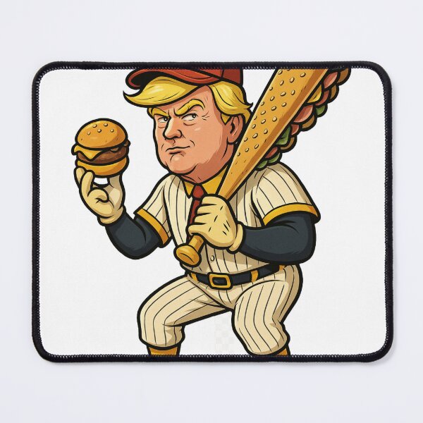 Item preview, Donard The Sandwich Guy Baseball Player with Giant Sub and Burger - Funny Retro Food Sports Cartoon Character Art Print designed and sold by zevorgue.