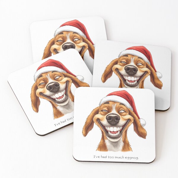 Item preview, Funny Christmas Dog With Santa Hat and Eggnog Smile designed and sold by BrightVibesshop.