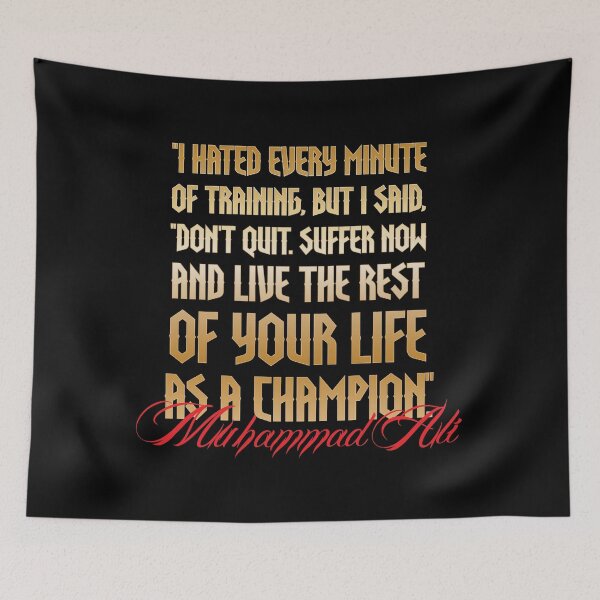Item preview, “Don’t Quit – Suffer Now, Live as a Champion” Muhammad Ali Quote GoldenTypography T-Shirt designed and sold by simpledarkwavewisdom.