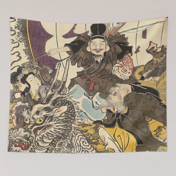 Item preview, Japanese Woodblock Print “The Seven Lucky Gods Riding the Dragon-Drawn Treasure Ship” by Utagawa Kunisada designed and sold by RickE.