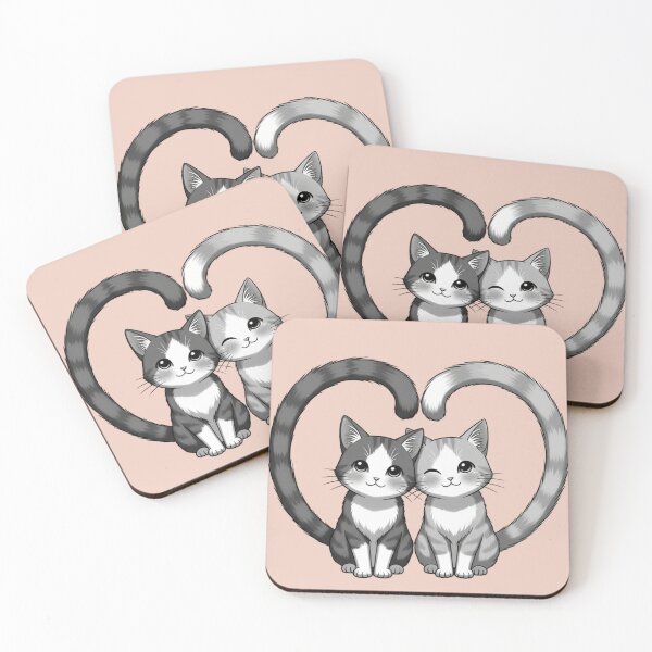 Item preview, Purrfect Together – Minimalist Black & White Cat Couple | Line Art Kawaii Cats designed and sold by HappySproutArt.