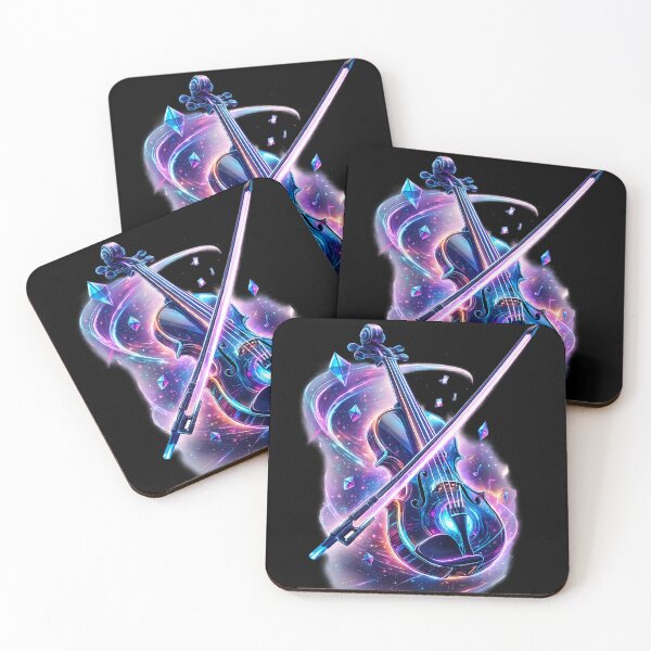 Item preview, Cosmic Neon Violin – Galactic Music Energy Art designed and sold by NAJURE.