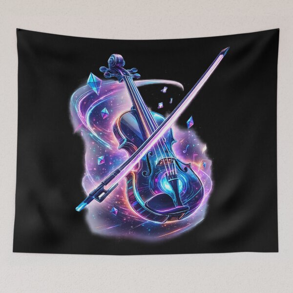 Item preview, Cosmic Neon Violin – Galactic Music Energy Art designed and sold by NAJURE.