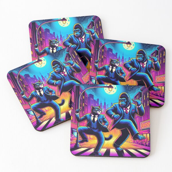 Item preview, Neon Cat & Gorilla Dance Party designed and sold by Dogandesighn.