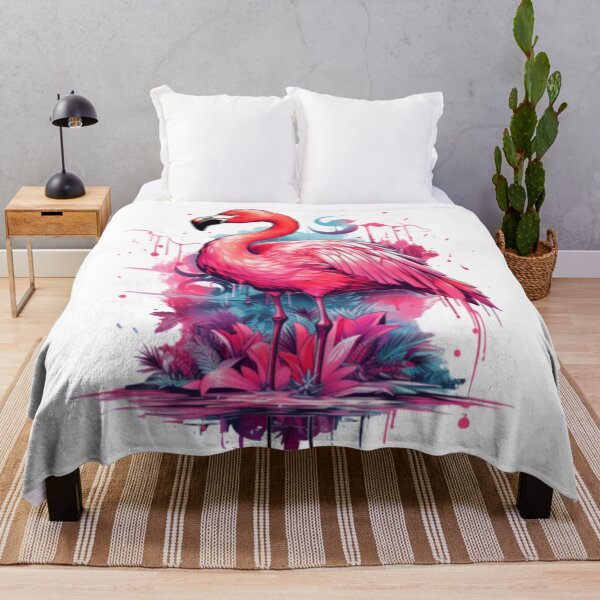 Aperçu de l'œuvre Flamant rose coloré – Motif d'oiseau tropical Splash Art créée et vendue par AvanasShop.