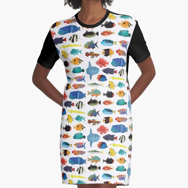 Tropical Fish chart Graphic T-Shirt Dress