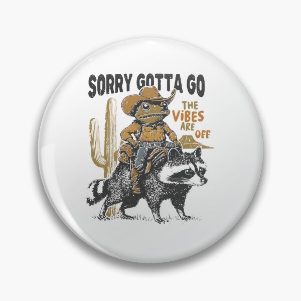 Item preview, Sorry Gotta Go The Vibes Are Off Tee – Funny Western Frog, Vintage Cowboy Raccoon designed and sold by TeeByDesignsCo®.
