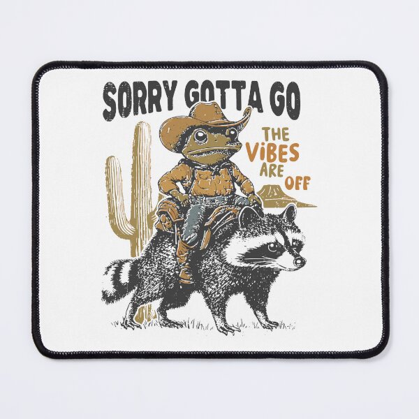 Item preview, Sorry Gotta Go The Vibes Are Off Tee – Funny Western Frog, Vintage Cowboy Raccoon designed and sold by TeeByDesignsCo®.