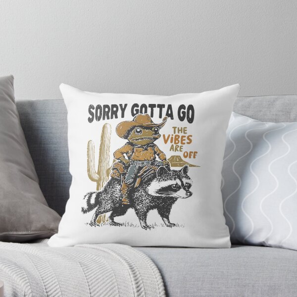 Item preview, Sorry Gotta Go The Vibes Are Off Tee – Funny Western Frog, Vintage Cowboy Raccoon designed and sold by TeeByDesignsCo®.