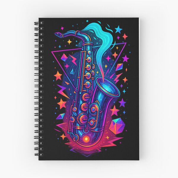 Item preview, Cosmic Neon Saxophone – Galactic Jazz Energy Art designed and sold by NAJURE.