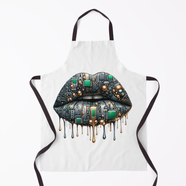 Item preview, Futuristic cyber lips, digital art of circuits and liquid gold, modern design for fashion, home decor, and tech gifts designed and sold by PILARMONTY.