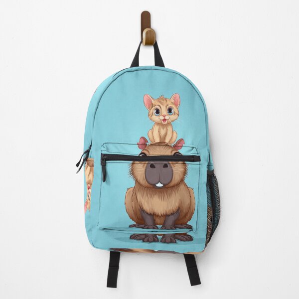 Item preview, A smiling kitten and a capybara posing together happily. designed and sold by Piotrek0001.
