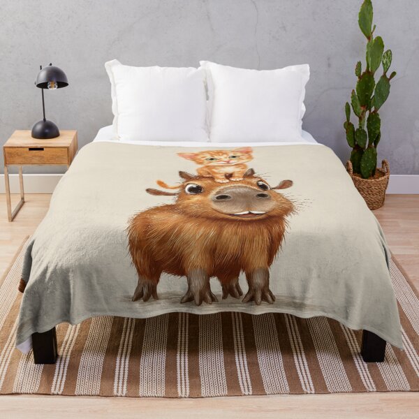 Item preview, A cute ginger kitten on a very happy capybara's head. designed and sold by Piotrek0001.