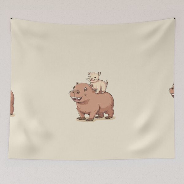 Item preview, Simple drawing of a cute kitten on a capybara's back. designed and sold by Piotrek0001.