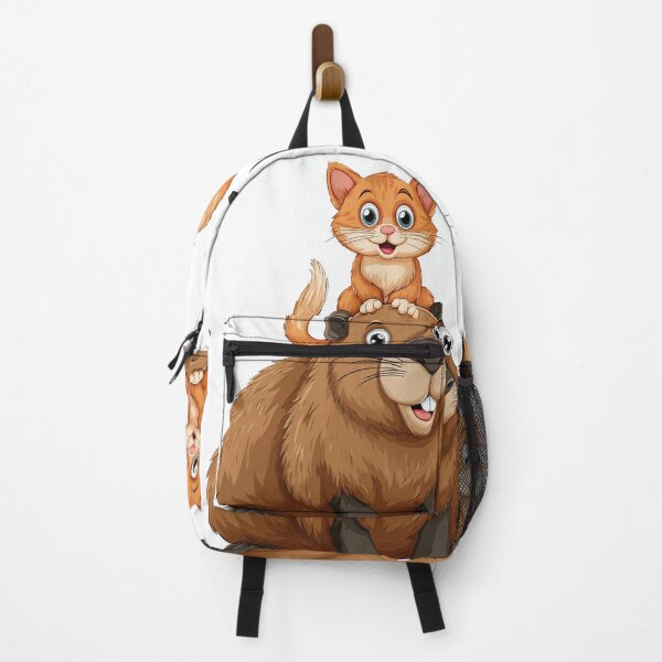 Item preview, A ginger kitten sits on its beaver friend's head. designed and sold by Piotrek0001.