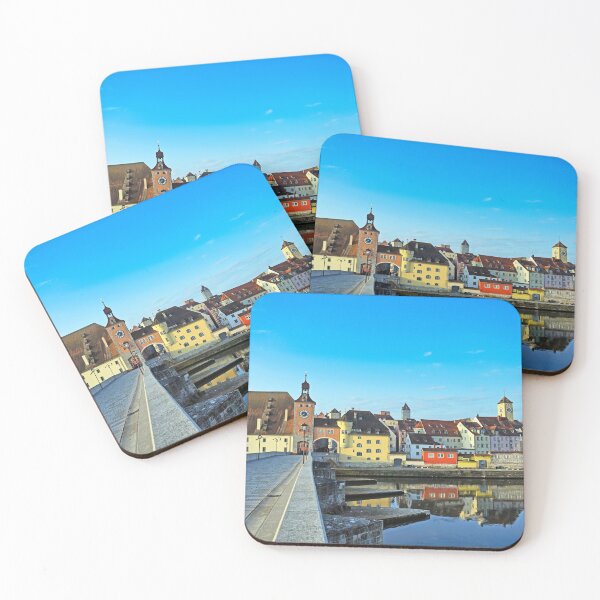 Item preview, Stone Bridge and old colorful buildings in old town of Regensburg city, Germany. designed and sold by goceris.